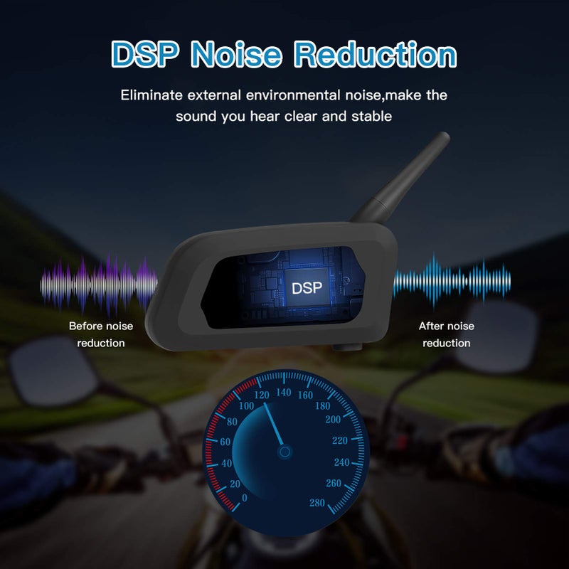 EJEAS V6 Pro Motorcycle Helmet Bluetooth Intercom, 2-Way 1200M Motorcycle Bluetooth Headset Universal Communication System with Noise Cancellation and Waterproof for Dirt Bike/ATV/Snowmobile (2PCS) - Image 4